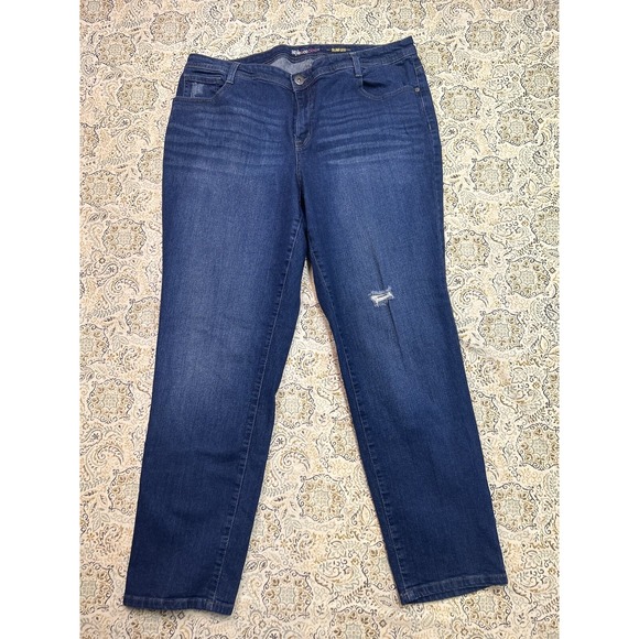 Style & Co Denim Womens Sz 18W Slim Leg  Designer Jeans Blue Skinny Stretch Pant - Picture 1 of 11
